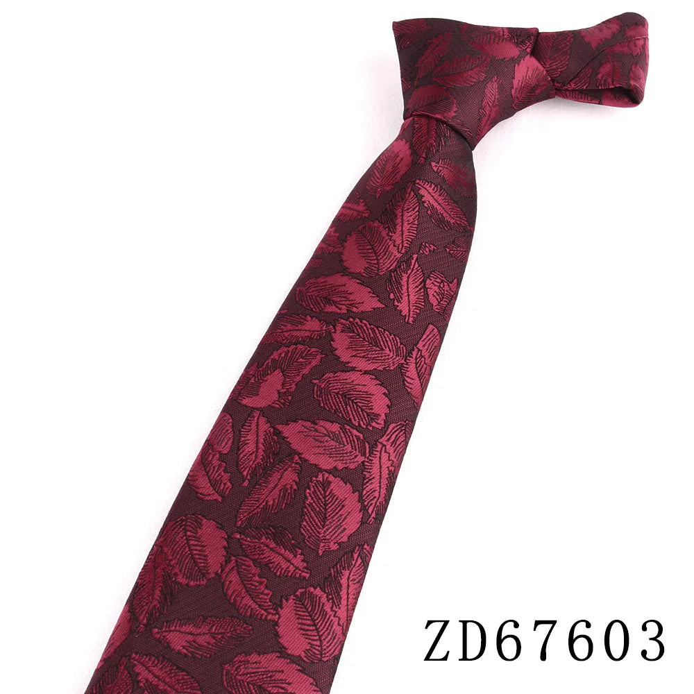 NEW 8cm Wide Tie For Man Jacquard Necktie Luxury Flower Business Neck Tie Suit Cravat Dark Red Ties For Wedding Party Men Gift - Ellianto fashion Men's