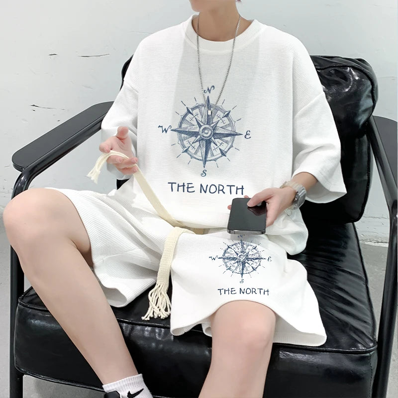 Summer Oversize Spor Two-Piece Set for Men Faionable T-irt orts Combo Cool And Haome Casual Wear Polyester Fiber - Ellianto fashion Men's