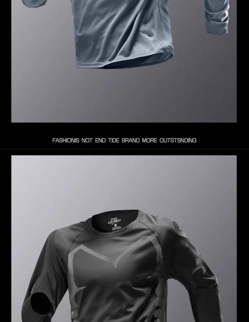 Men's Running Quick-drying Clothes Long Sleeve Running Training Fitness Morning Sports Cycling Mountaineering Men Clothes Tops - Ellianto fashion Men's