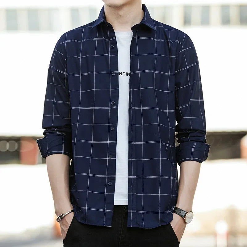 Slim-Fit Long-Sleeve Shirt – Lightweight Summer Comfort with Modern Korean Style for the Confident Gentleman