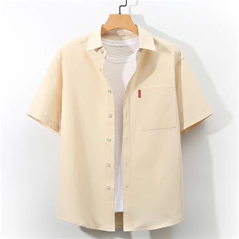 2025 Sle Workwear irt Men's ort Sve Oversize Casual Summer Thin Ice Silk irt Lightweight Breathable Cotton Lin...