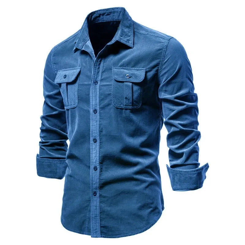 Men's Business Casual Long Sleeve Cotton Velvet Shirt Slim Fit Autumn Wear Comfortable Breathable Fashionable New Style Shirt - Ellianto fashion Men's
