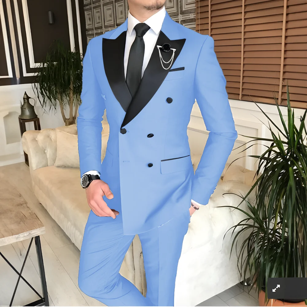 trend 2025 Men's Suit Tailored 2-Piece Clothing Fashion Men's Wedding Groom Suits Best Man Dinner Engagement Tuxedo - Ellianto fashion Men's