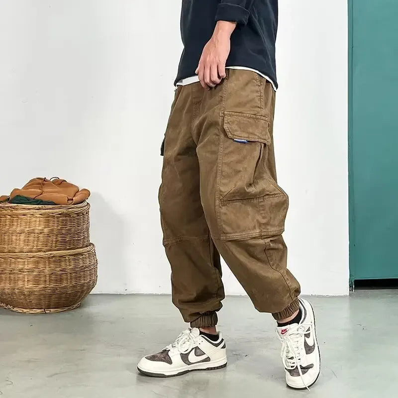 Spring Autumn Loose-fit Casual Pants Men's Harem Trousers Trendy Brand Ins Ankle Length Japanese Style Trousers