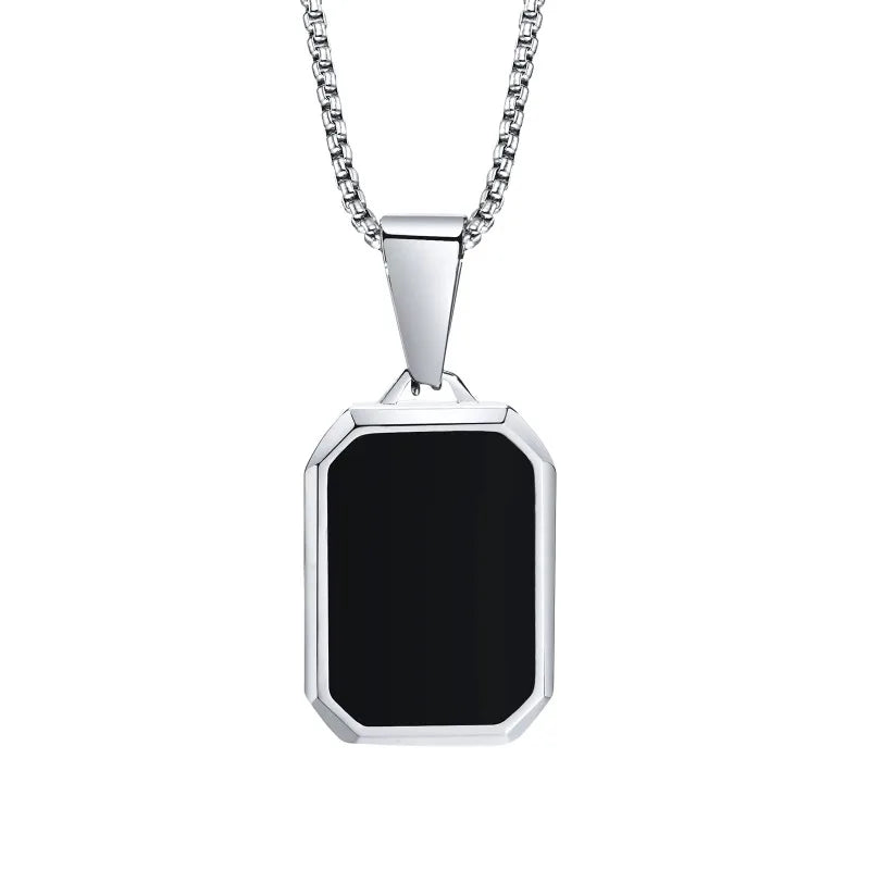 Simple Geometric Pendant Necklaces for Men Women Rectangle Stainless Steel Jewelry Cadenas Para Hombre Collares Para Mujer - Ellianto fashion Men's