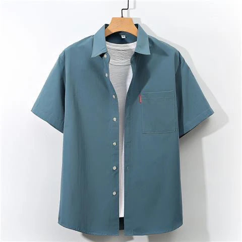 2025 Sle Workwear irt Men's ort Sve Oversize Casual Summer Thin Ice Silk irt Lightweight Breathable Cotton Lin...