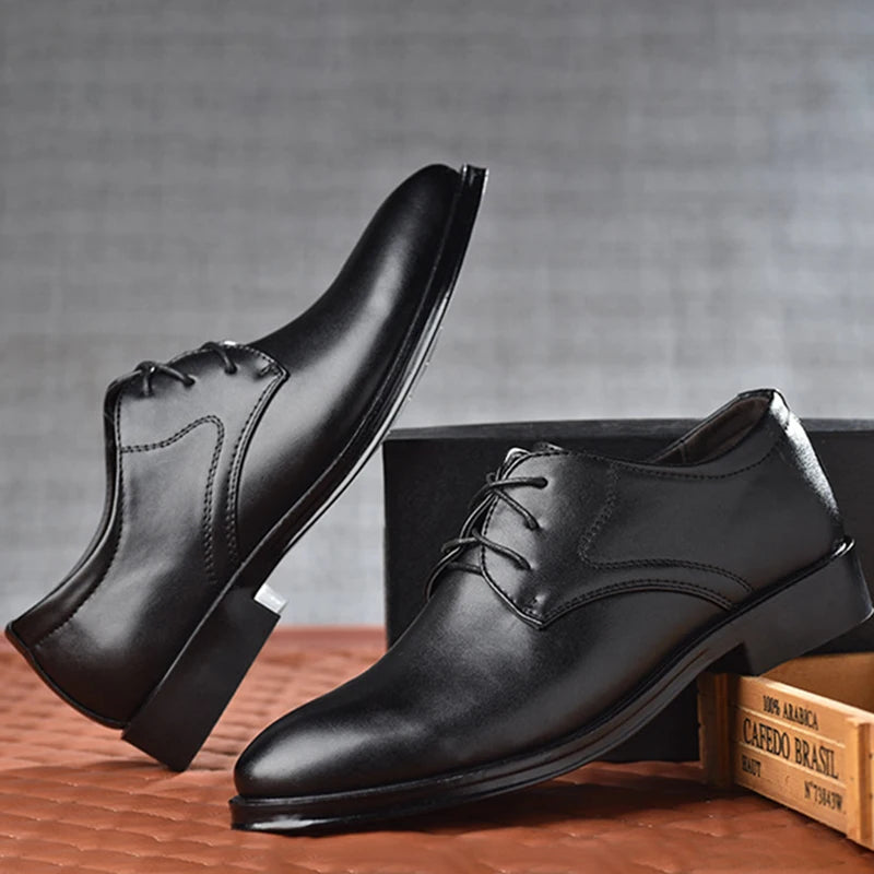 Men's Shoes Black Leather Formal Shoes for Men Oxfords Male Wedding Party Office Business Shoe Man zapatos de hombre Plus Size - Ellianto fashion Men's