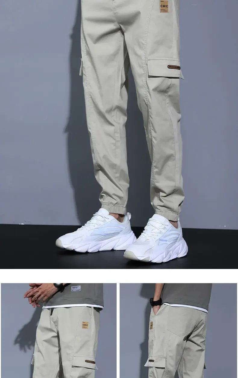 Summer Thin Men's Harajuku Cargo Pants Loose-Fit Sports Trendy Versatile Ankle-Length Casual Trousers - Ellianto fashion Men's