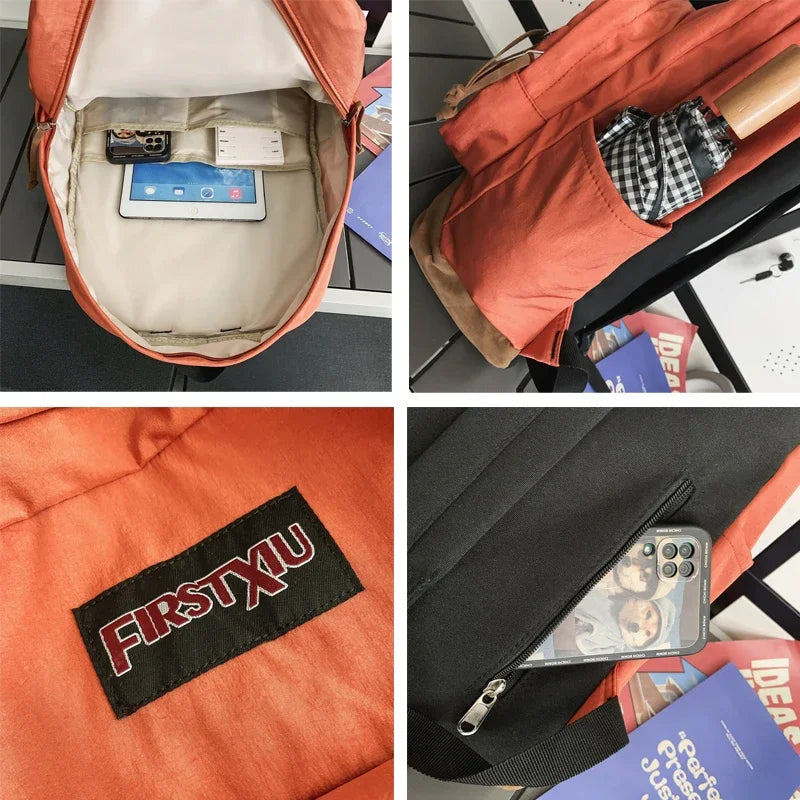 Vintage Woman Backpack Man Large Capacity Waterproof Nylon Travel Bag Preppy Schoolbag for Teenage Boy Girl College Student Bags - Ellianto fashion Men's