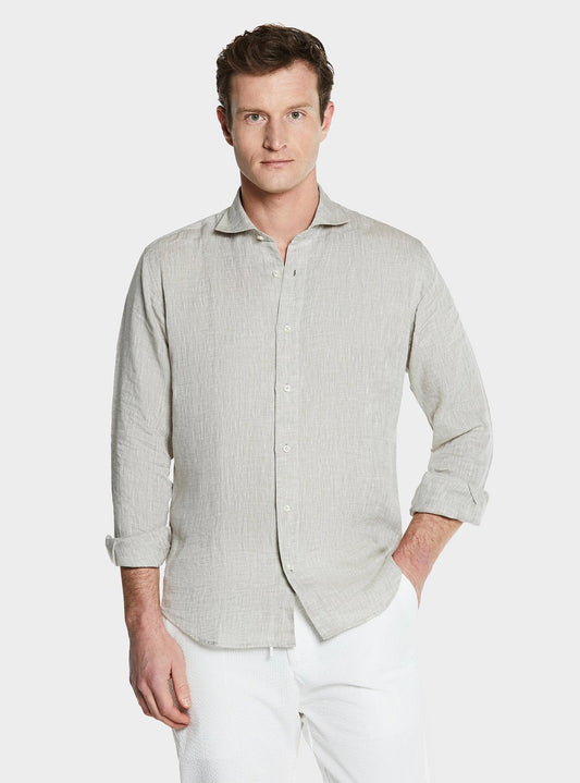 Camicia collo francese in lino tinta unita - Ellianto fashion Men's