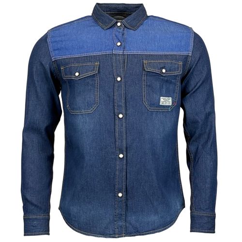 Mens Jack South Long Sleeved Contrast Denim Shirt - Ellianto fashion Men's