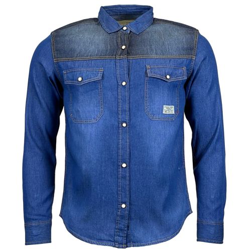 Mens Jack South Long Sleeved Contrast Denim Shirt - Ellianto fashion Men's
