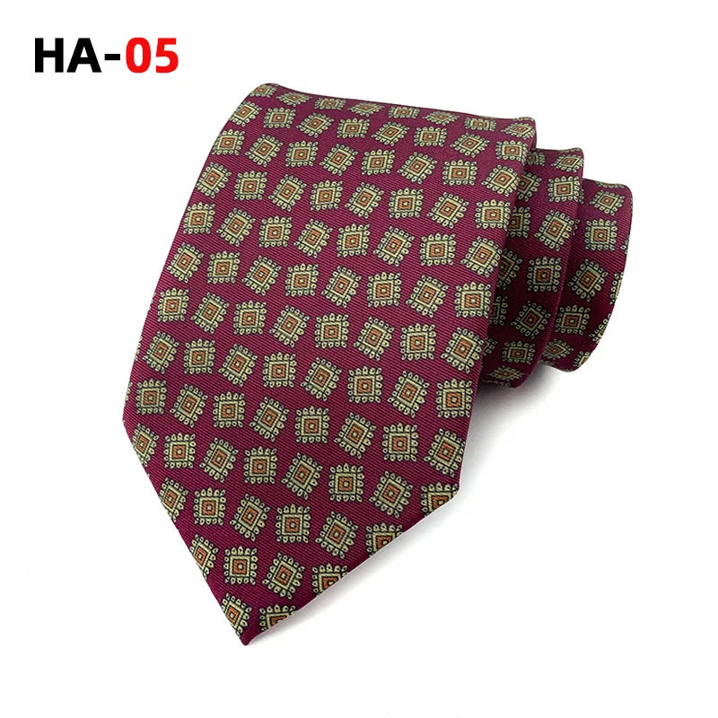 Men Luxury Tie 8cm Silk Tie For Men Print Vintage Design Necktie Silk Feeling Cravat For Wedding Party Gifts Stripe Cravats - Ellianto fashion Men's
