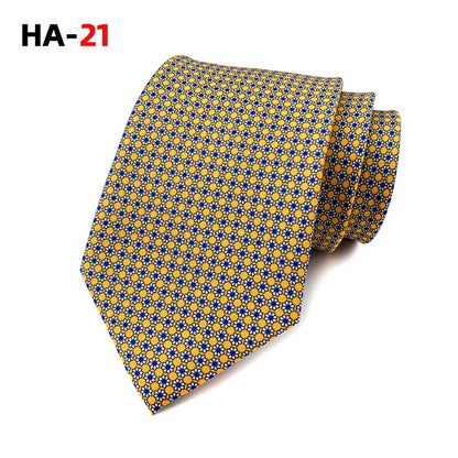 Men Luxury Tie 8cm Silk Tie For Men Print Vintage Design Necktie Silk Feeling Cravat For Wedding Party Gifts Stripe Cravats - Ellianto fashion Men's