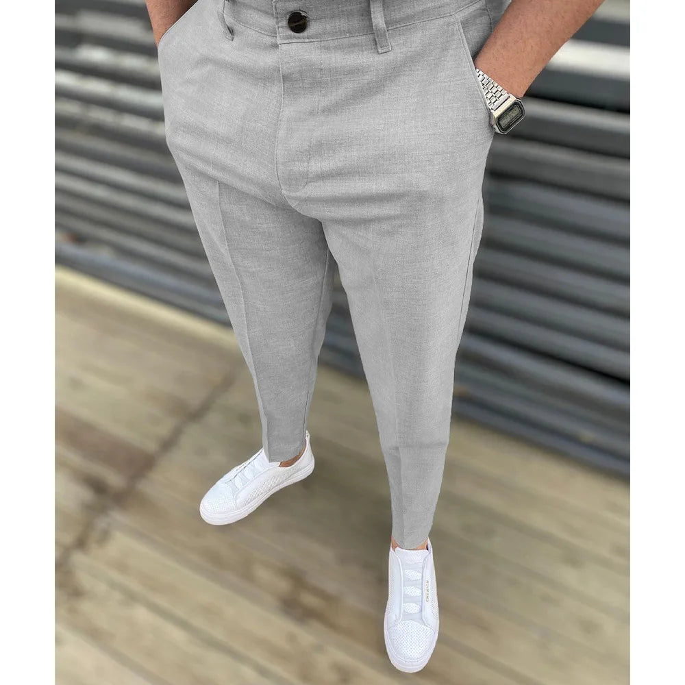 Men Casual Pants Formal Social Streetwear Pencil Trouser For Men's Business Office Workers Wedding Straight Suit Pants Hot Sale - Ellianto fashion Men's