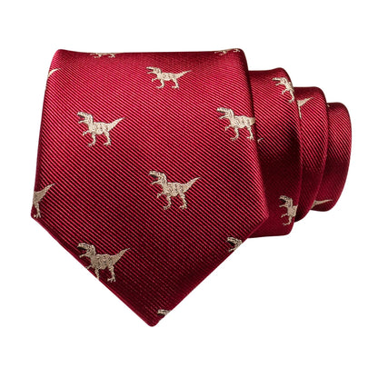 JEMYGINS New Design Animal Tie For Men Silk Woven Necktie 8cm Cartoon Dinosaur Fox Jacquard Fashion Party Wedding Gravata gift - Ellianto fashion Men's