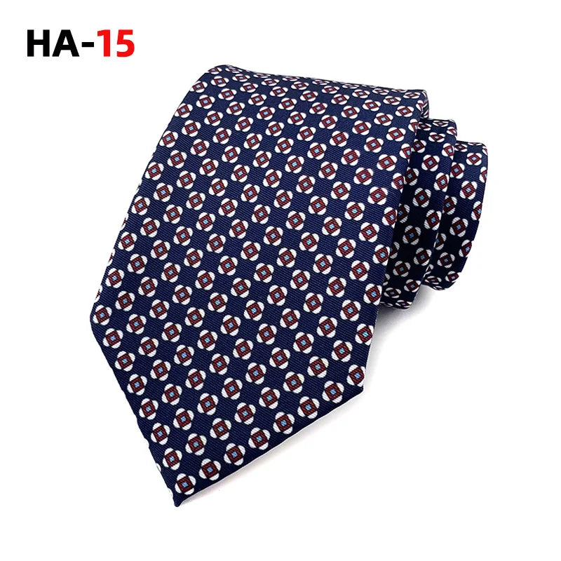 Men Luxury Tie 8cm Silk Tie For Men Print Vintage Design Necktie Silk Feeling Cravat For Wedding Party Gifts Stripe Cravats - Ellianto fashion Men's