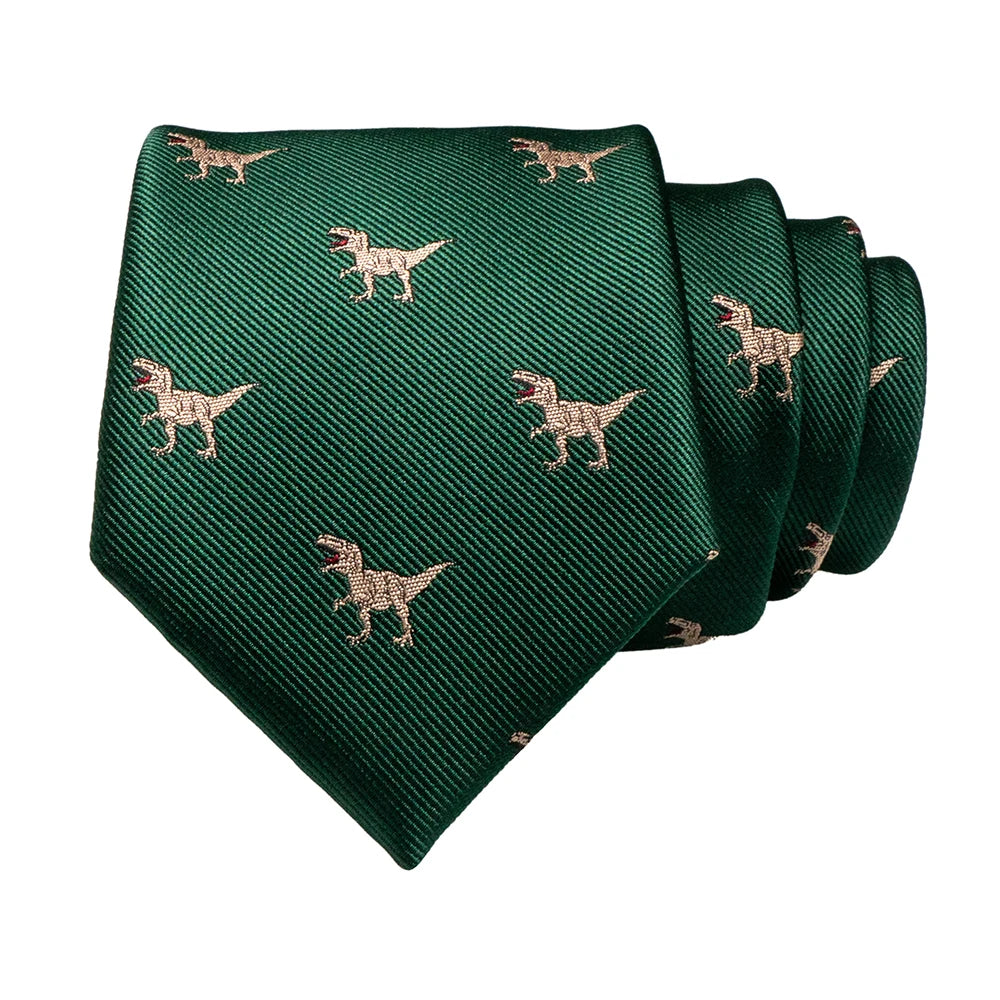 JEMYGINS New Design Animal Tie For Men Silk Woven Necktie 8cm Cartoon Dinosaur Fox Jacquard Fashion Party Wedding Gravata gift - Ellianto fashion Men's