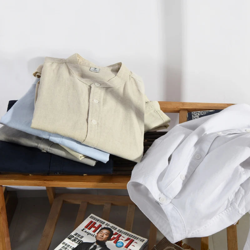 Men’s Cotton & Linen Long-Sleeve Autumn Shirt – Lightweight Comfort with Refined, Timeless Style for the Modern Gentleman