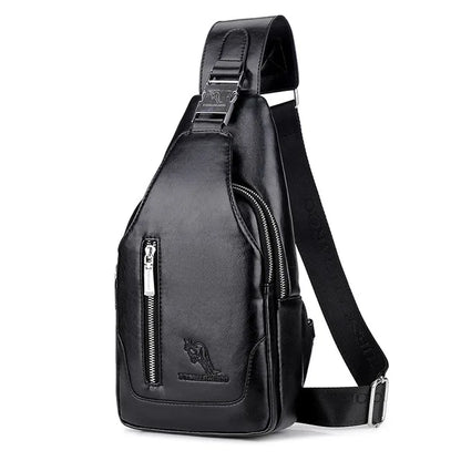 Summer Men Chest Bag Single Strap Sling Bags Leather Male Travel Crossbody Bags Vintage Chest Pack Business Messenger Bag - Ellianto fashion Men's