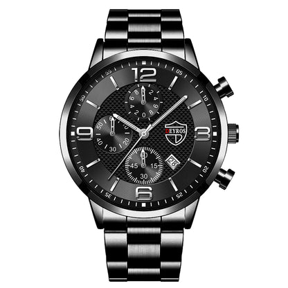 reloj hombre Luxury Business Men Watchs Stainless Steel Quartz WristWatch Male Leather Calendar Luminous Clock relogio masculino - Ellianto fashion Men's