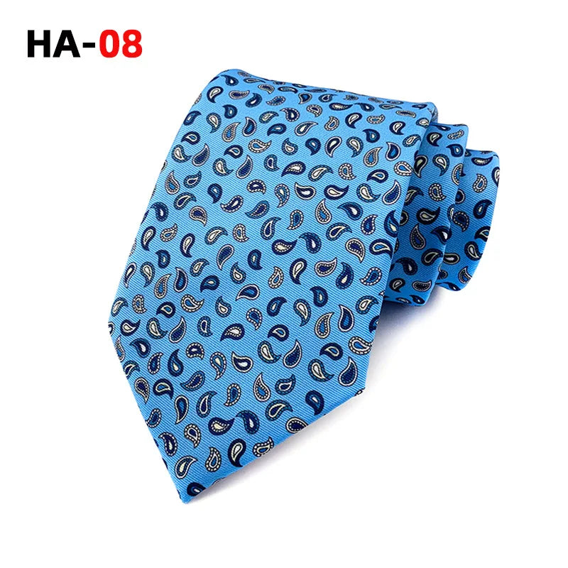 Men Luxury Tie 8cm Silk Tie For Men Print Vintage Design Necktie Silk Feeling Cravat For Wedding Party Gifts Stripe Cravats - Ellianto fashion Men's