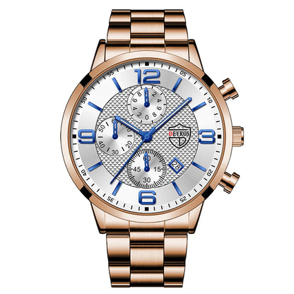 reloj hombre Luxury Business Men Watchs Stainless Steel Quartz WristWatch Male Leather Calendar Luminous Clock relogio masculino - Ellianto fashion Men's