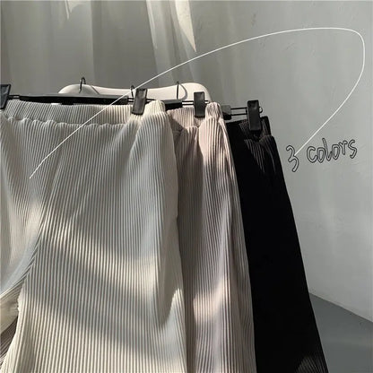 Summer Pleated Straight Pants – Lightweight Ice Silk Comfort and Effortless Japanese Streetwear Style for the Modern Gentleman