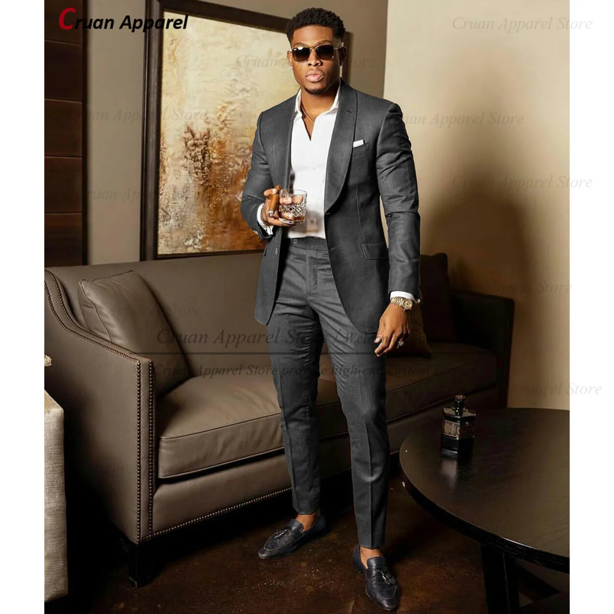 2025 Green Suits for Men Tailor-made Groom Wedding Suits Tuxedo Best Man Blazer Pants 2 Pieces Trendy Fashion Marriage Costume - Ellianto fashion Men's