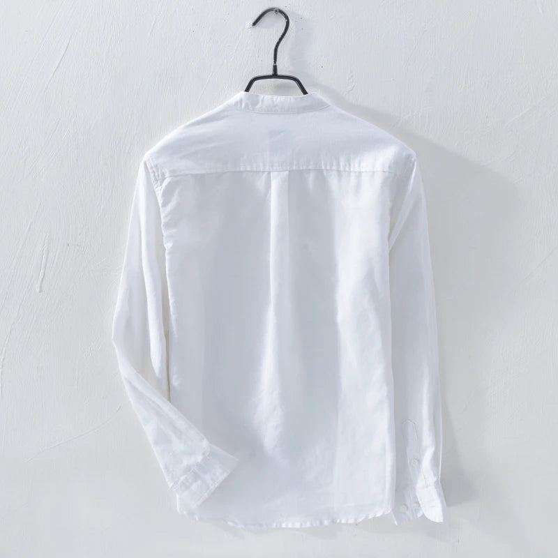 Men’s Cotton & Linen Long-Sleeve Autumn Shirt – Lightweight Comfort with Refined, Timeless Style for the Modern Gentleman