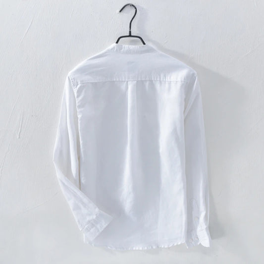 Men’s Cotton & Linen Long-Sleeve Autumn Shirt – Lightweight Comfort with Refined, Timeless Style for the Modern Gentleman