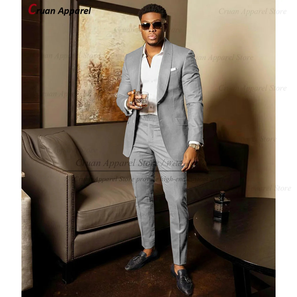 2025 Green Suits for Men Tailor-made Groom Wedding Suits Tuxedo Best Man Blazer Pants 2 Pieces Trendy Fashion Marriage Costume - Ellianto fashion Men's