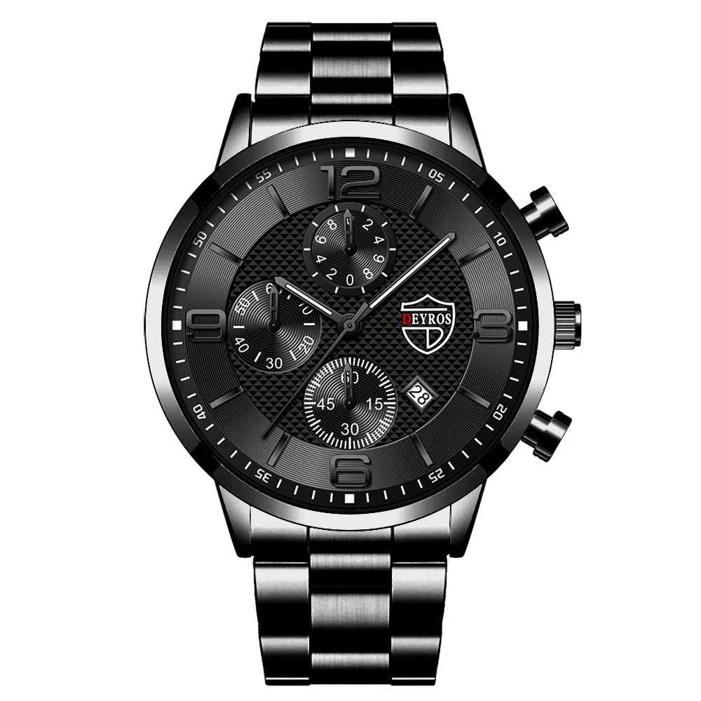 reloj hombre Luxury Business Men Watchs Stainless Steel Quartz WristWatch Male Leather Calendar Luminous Clock relogio masculino - Ellianto fashion Men's