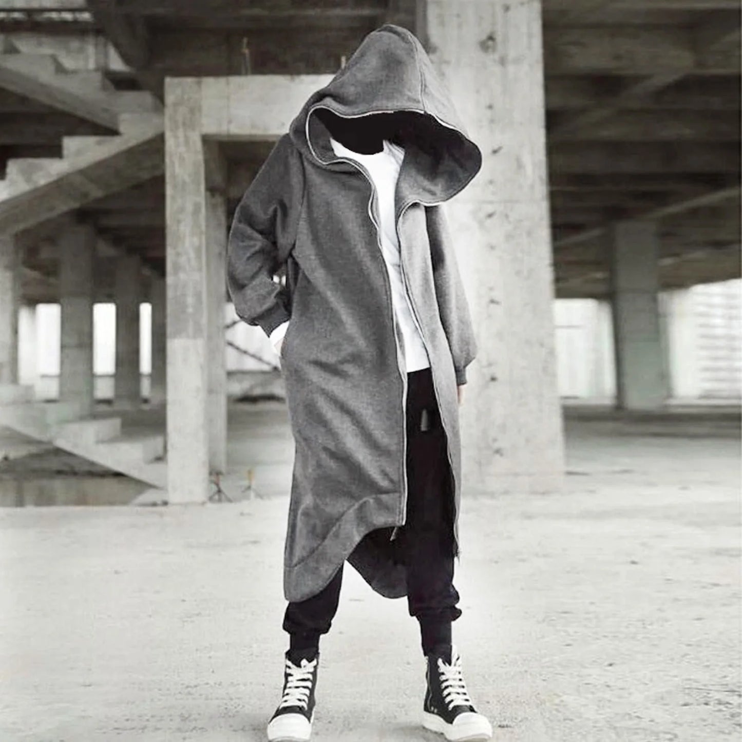 Nazgul-Inspired Long Hooded Coat – Warm Fleece-Lined Comfort with Bold, Effortless Street Style for the Modern Gentleman