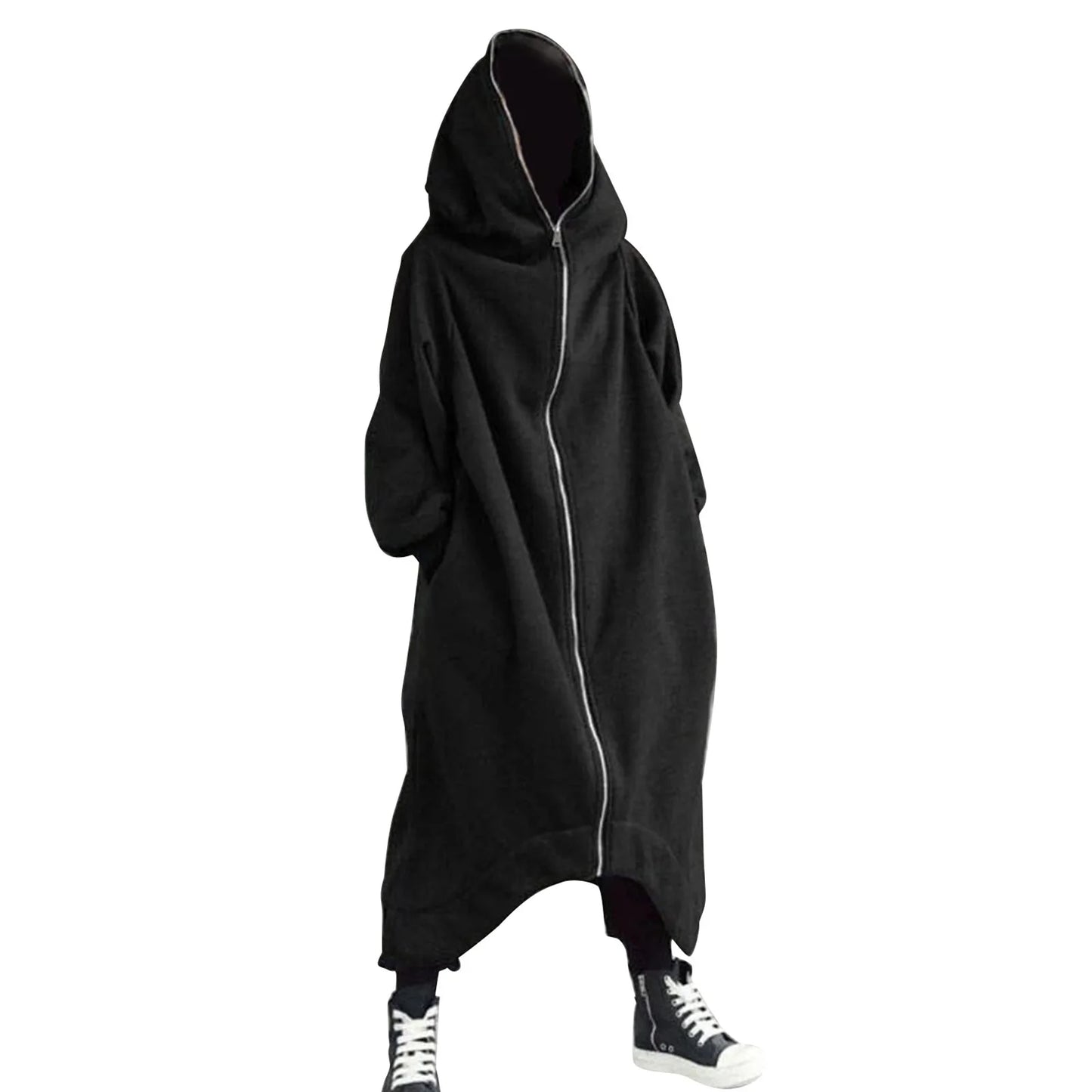 Nazgul-Inspired Long Hooded Coat – Warm Fleece-Lined Comfort with Bold, Effortless Street Style for the Modern Gentleman