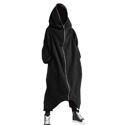 Nazgul-Inspired Long Hooded Coat – Warm Fleece-Lined Comfort with Bold, Effortless Street Style for the Modern Gentleman