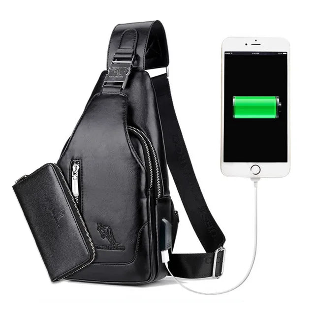 Summer Men Chest Bag Single Strap Sling Bags Leather Male Travel Crossbody Bags Vintage Chest Pack Business Messenger Bag - Ellianto fashion Men's