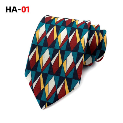 Men Luxury Tie 8cm Silk Tie For Men Print Vintage Design Necktie Silk Feeling Cravat For Wedding Party Gifts Stripe Cravats - Ellianto fashion Men's