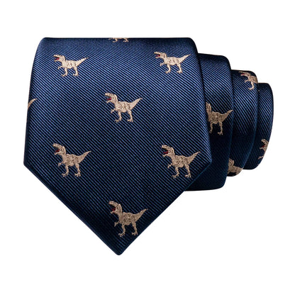 JEMYGINS New Design Animal Tie For Men Silk Woven Necktie 8cm Cartoon Dinosaur Fox Jacquard Fashion Party Wedding Gravata gift - Ellianto fashion Men's