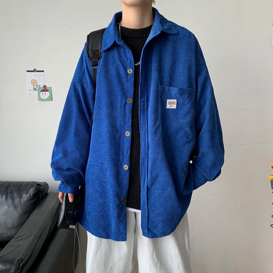 LAPPSTER Men Corduroy Vintage Autumn Shirts 2025 Mens Korean Fashion Harajuku Shirts Male Oversized Streetwear Colorful Shirts - Ellianto fashion Men's