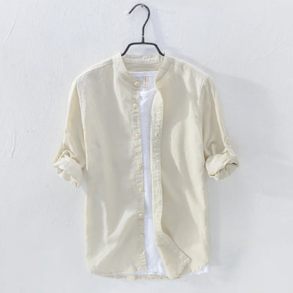 Men’s Cotton & Linen Long-Sleeve Autumn Shirt – Lightweight Comfort with Refined, Timeless Style for the Modern Gentleman