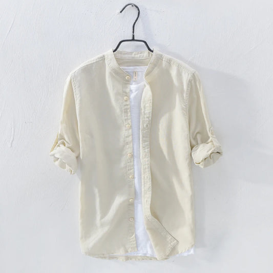 Men’s Cotton & Linen Long-Sleeve Autumn Shirt – Lightweight Comfort with Refined, Timeless Style for the Modern Gentleman