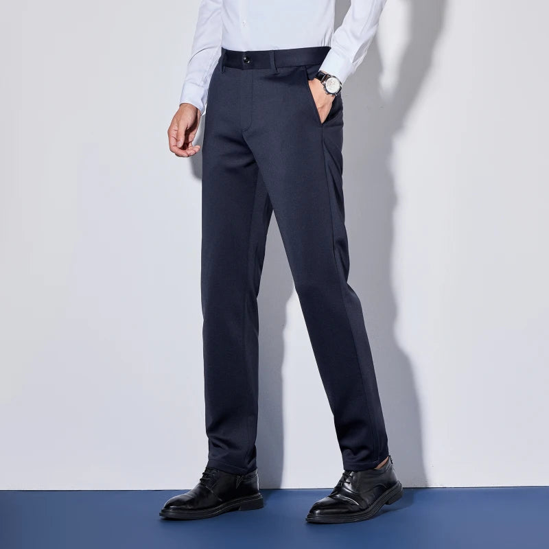Wholesale Custom Men Tailored Trousers Tight Fashion Business Casual Loose Straight Leg Long Pants - Ellianto fashion Men's