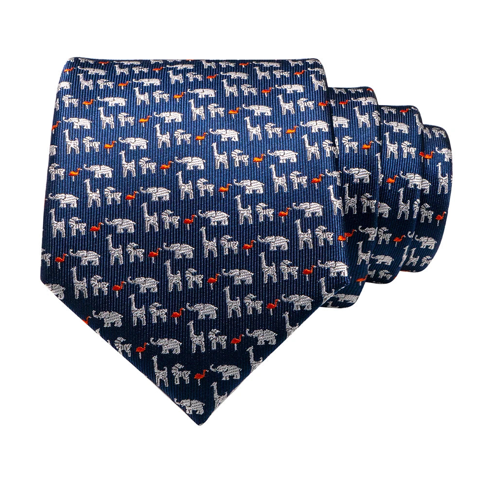 JEMYGINS New Design Animal Tie For Men Silk Woven Necktie 8cm Cartoon Dinosaur Fox Jacquard Fashion Party Wedding Gravata gift - Ellianto fashion Men's