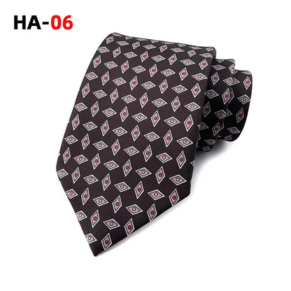 Men Luxury Tie 8cm Silk Tie For Men Print Vintage Design Necktie Silk Feeling Cravat For Wedding Party Gifts Stripe Cravats - Ellianto fashion Men's