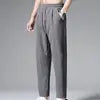 M-5XL Straight Leg Ice Silk Pants Men's Cropped Pants Trendy and Drooping Feeling Pants - Ellianto fashion Men's