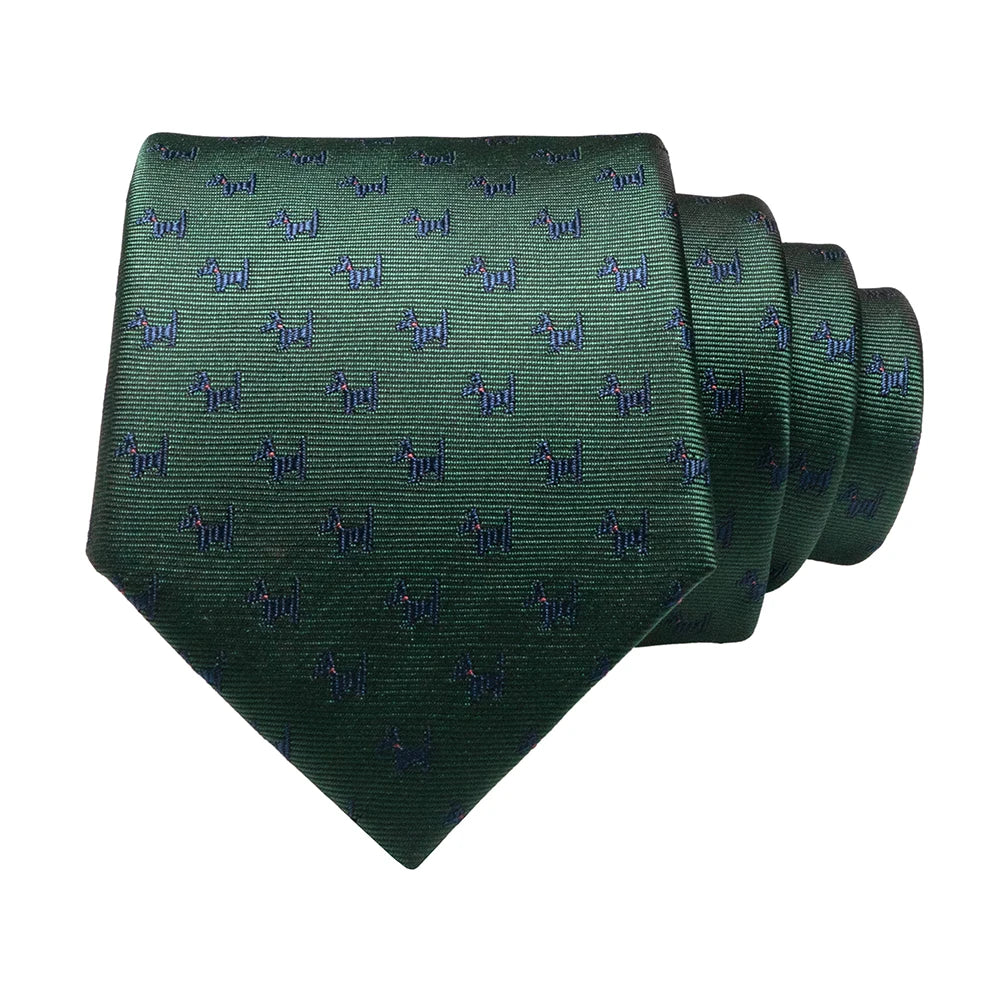 JEMYGINS New Design Animal Tie For Men Silk Woven Necktie 8cm Cartoon Dinosaur Fox Jacquard Fashion Party Wedding Gravata gift - Ellianto fashion Men's