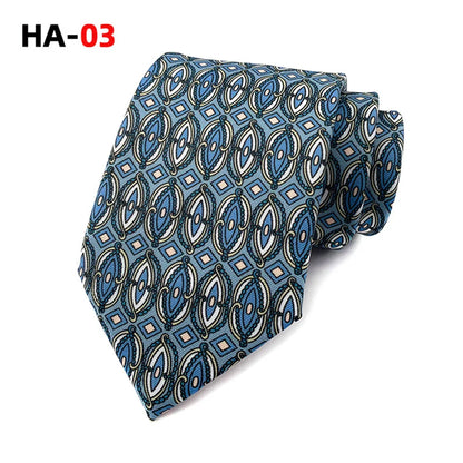 Men Luxury Tie 8cm Silk Tie For Men Print Vintage Design Necktie Silk Feeling Cravat For Wedding Party Gifts Stripe Cravats - Ellianto fashion Men's