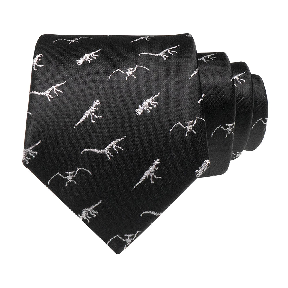 JEMYGINS New Design Animal Tie For Men Silk Woven Necktie 8cm Cartoon Dinosaur Fox Jacquard Fashion Party Wedding Gravata gift - Ellianto fashion Men's