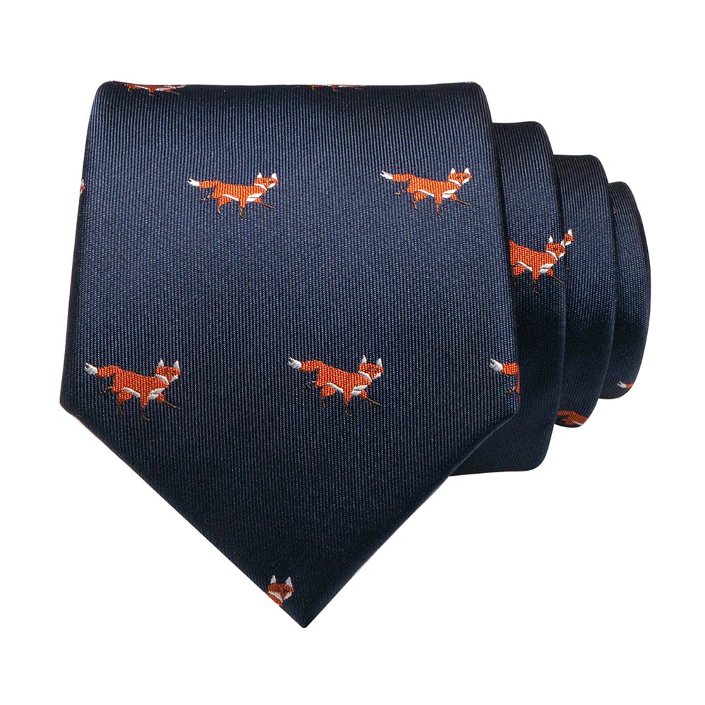 JEMYGINS New Design Animal Tie For Men Silk Woven Necktie 8cm Cartoon Dinosaur Fox Jacquard Fashion Party Wedding Gravata gift - Ellianto fashion Men's